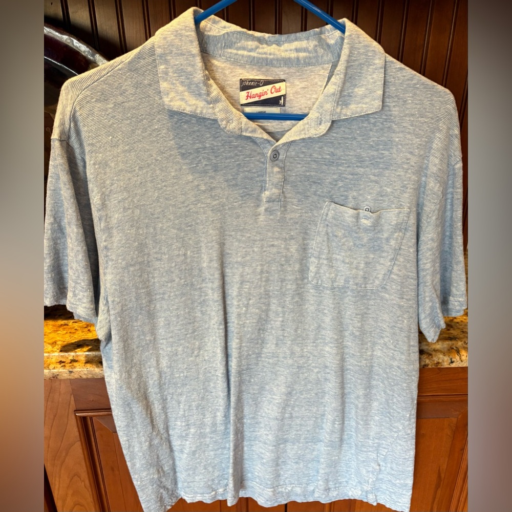johnnie-O Men's “Hangin’ Out” Polo Shirts (3) in pink, Navy, & Light Gray. Large - Picture 2 of 4